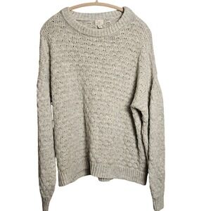 A New Day Women's‎ Textured Knit Sweater Light Gray Crew Neck Pullover Size M